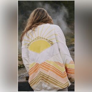Free people Walk the line pullover in beach combo
